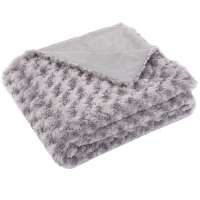 100%Polyester 50''x60'' Rose Brushed PV Fleece Minky Gray Throw Blanket